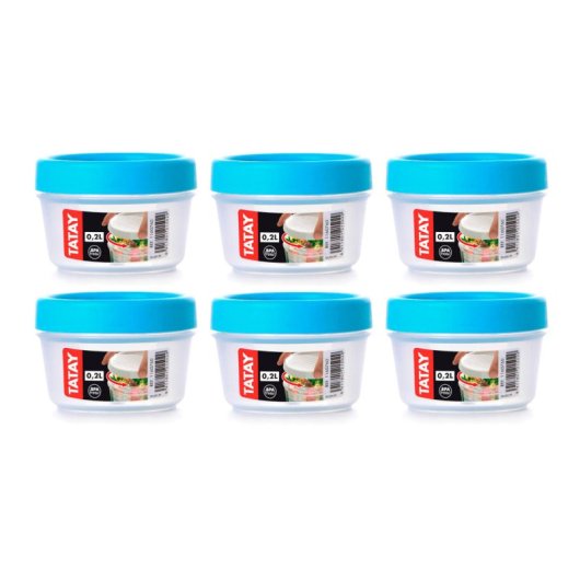 Tatay Twist - Set De 6 Recipientes Redondos 0.2l Con Cierre Hermético A Rosca. Turquesa