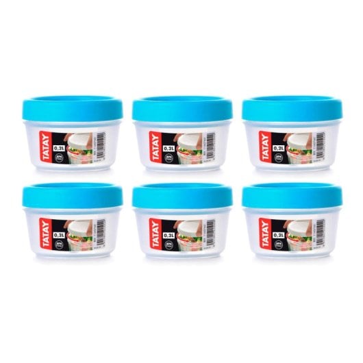 Tatay Twist - Set De 6 Recipientes Redondos 0.2l Con Cierre Hermético A Rosca. Turquesa