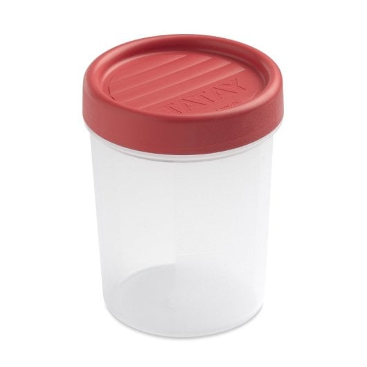 Tatay Twist - Contenitore rotondo da 0,4 l con coperchio ermetico a vite. Rosso mirtillo