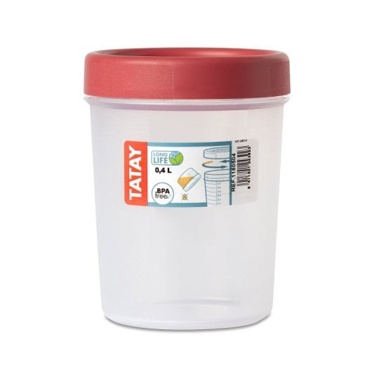 Tatay Twist - Contenitore rotondo da 0,4 l con coperchio ermetico a vite. Rosso mirtillo