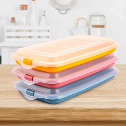 Ibili Deli New - Set di 3 contenitori impilabili per salumi e alimenti. Blu