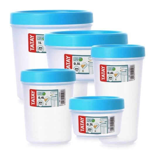 Tatay Twist - Contenitore rotondo da 1 l con coperchio ermetico a vite. Turchese