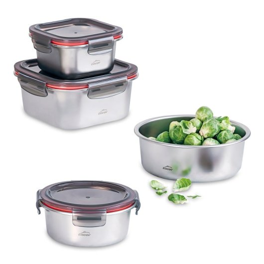 Lacor Ecoinox - Recipiente Redondo De 1.5l En Acero Inoxidable Apto Microondas