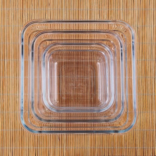 Glasslock Oven - Set De 3 Recipientes Cuadrados De 0.4l, 0.9l Y 1.6l Vidrio Horno. Verde