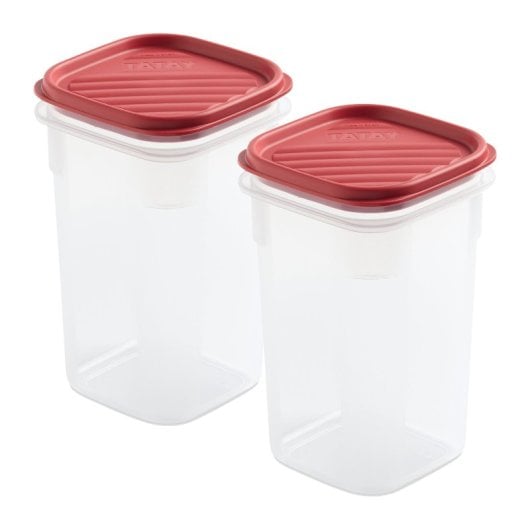 Tatay Top Flex - Confezione da 2 contenitori ermetici quadrati alti, 1 l, chiusura a scatto. Mirtillo