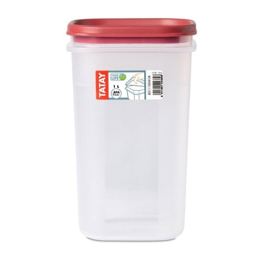 Tatay Top Flex - Confezione da 2 contenitori ermetici quadrati alti, 1 l, chiusura a scatto. Mirtillo