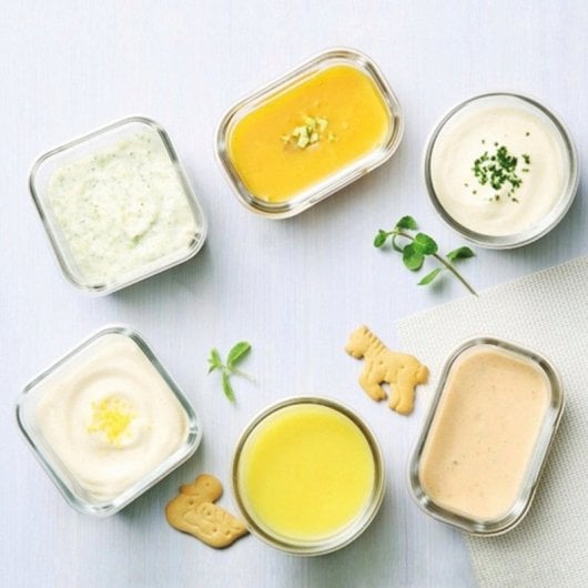 Glasslock Baby - Set di 3 contenitori quadrati in vetro temperato da 0,2 l