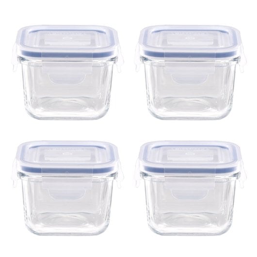 Glasslock Baby - Set di 3 contenitori quadrati in vetro temperato da 0,2 l