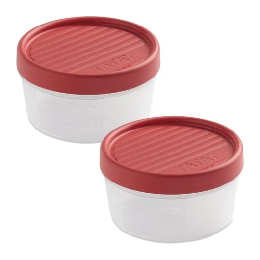 Tatay Twist - Confezione da 2 contenitori rotondi da 0,5 l con coperchi ermetici a vite. Mirtillo