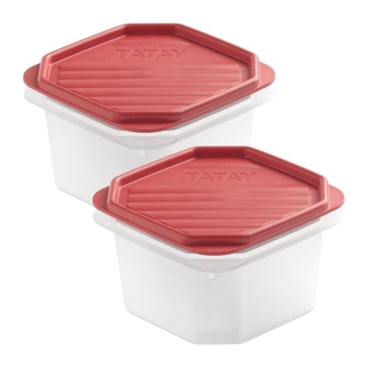 Tatay Top Flex - Confezione da 2 contenitori ermetici ottagonali da 0,6 l con chiusura a scatto. Mirtillo