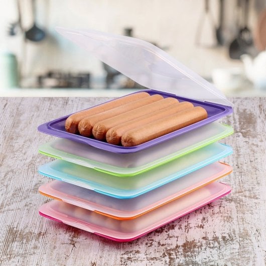 Tatay Fresh - Lote De 4 Recipientes Porta Embutidos Y Alimentos. Colores Básicos