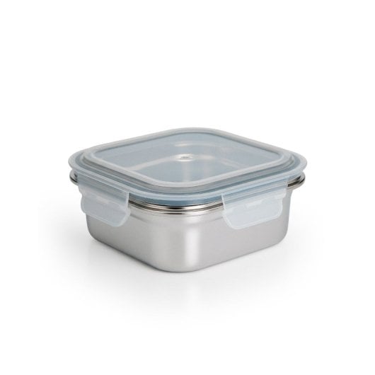 Ibili Keepklin - Recipiente Cuadrado De 0.3l En Acero Inoxidable Apto Microondas