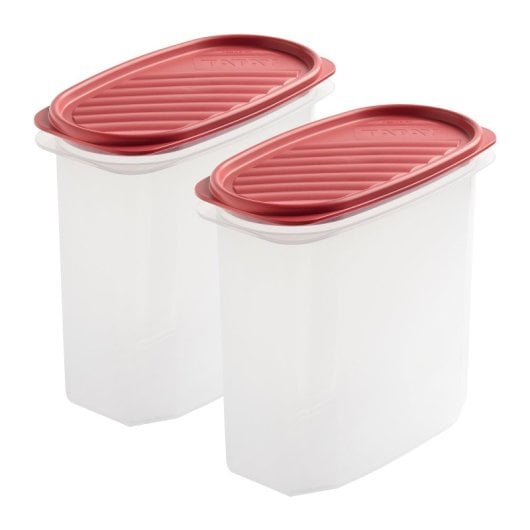 Tatay Top Flex - Pack 2x Recipientes Herméticos Ovalados 2l Cierre A Presión. Arandano