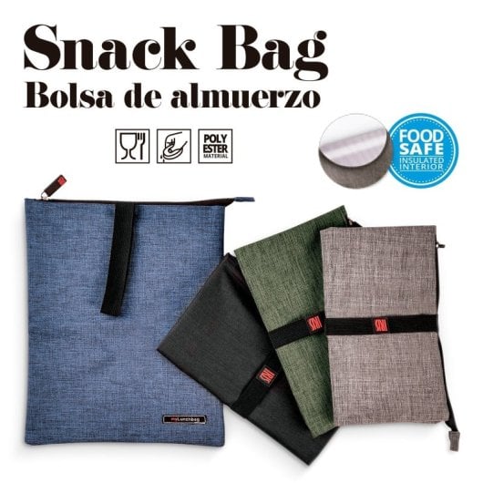 Iris Snack Bag - Bolsa Porta Alimentos Termoinsulada Con Cierre De Cremallera. Gris