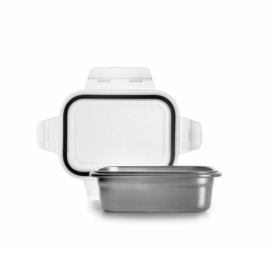 Ibili Keepklin - Lote De 4 Recipientes Rectangulares De 0.4l En Acero Inox. Apto Microondas