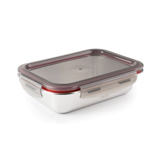 Lacor Ecoinox - Recipiente Rectangular Bajo De 0.8l En Acero Inoxidable Apto Microondas