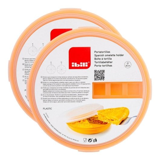 Ibili - Set di 2 porta tortilla e porta torte rotondi, 26 cm, arancione