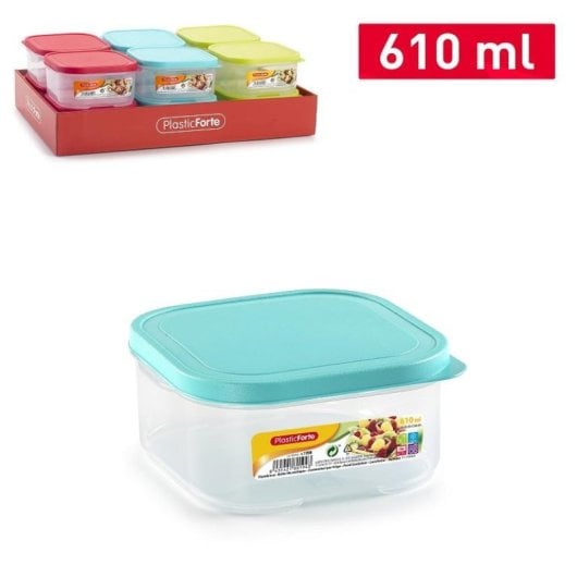 Plastic Forte Flex - Set di 2 contenitori quadrati per alimenti da 0,6 l. Blu
