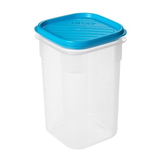 Tatay Top Flex - Contenitore ermetico quadrato alto da 1 litro con chiusura a scatto. Turchese