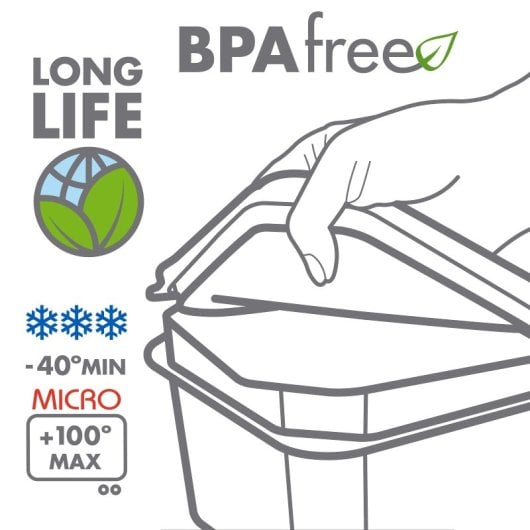 Tatay Top Flex - Contenitore ermetico quadrato alto da 1 litro con chiusura a scatto. Turchese