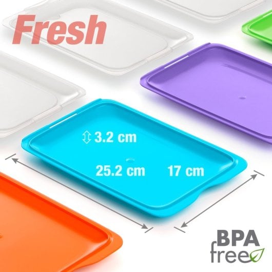 Tatay Fresh - Set De 5 Recipientes Porta Embutidos Y Alimentos. Negro Y Azul