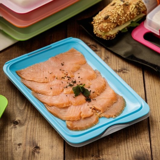 Tatay Fresh - Set De 5 Recipientes Porta Embutidos Y Alimentos. Negro Y Azul