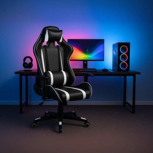Silla gaming Adec Racing ergonómica reclinable altura regulable símil piel