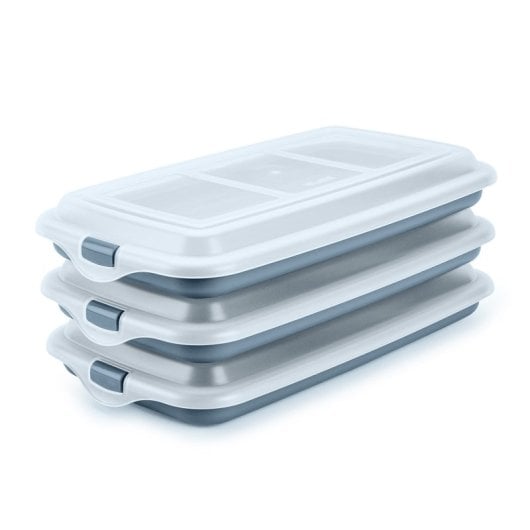 Ibili Deli - Lote De 3 Recipientes Apilables Porta Embutidos Y Alimentos. Color Azul