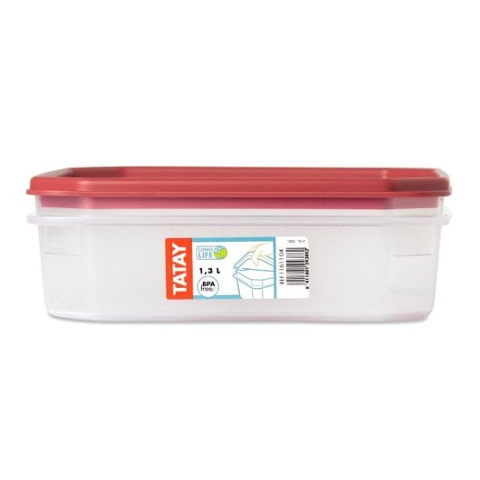 Tatay Top Flex - Confezione da 2 contenitori ermetici quadrati da 1,3 l con chiusura a scatto. Mirtillo