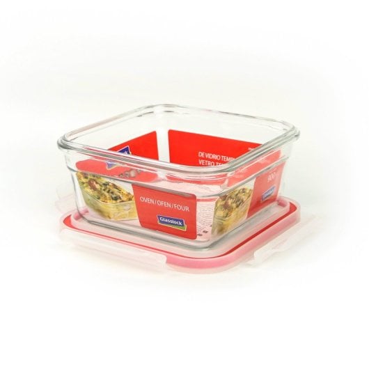 Glasslock Oven - Contenitore quadrato in vetro temperato da 0,9 l. Adatto al forno.