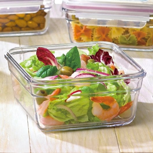 Glasslock Oven - Contenitore quadrato in vetro temperato da 0,9 l. Adatto al forno.