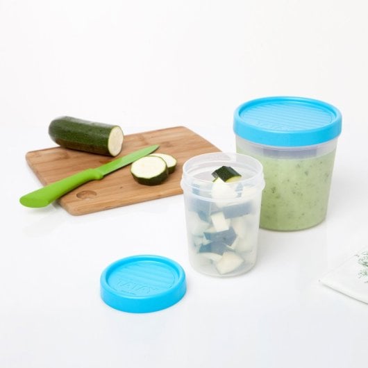 Tatay Twist - Set di 4 contenitori rotondi da 1 litro con coperchi ermetici a vite. Turchese