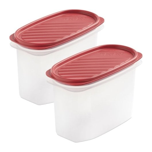 Tatay Top Flex - Pack 2x Recipientes Herméticos Ovalados 1.2l Cierre A Presión. Arandano