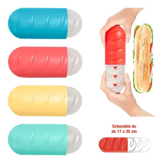 Tatay - Set De 2 Porta Bocadillos Infantiles Extensibles Y Reutilizables. Rojo Y Amarillo