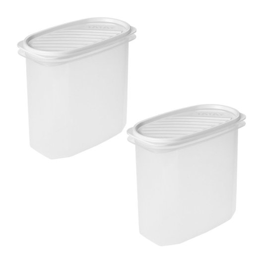 Tatay Top Flex - Juego De 2 Recipientes Ovalados Altos 2l Con Cierre A Presión. Blanco