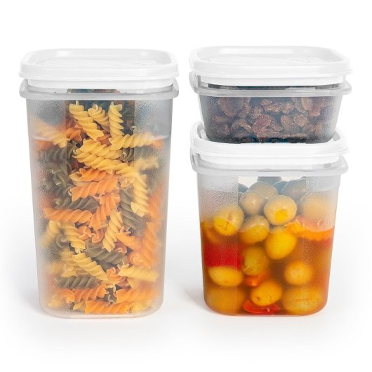 Tatay Top Flex - Juego De 2 Recipientes Ovalados Altos 2l Con Cierre A Presión. Blanco