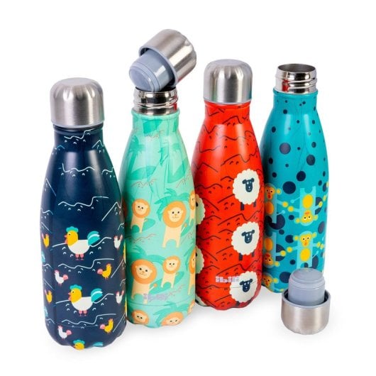 Ibili Zoo - Bottiglia termica riutilizzabile in acciaio inossidabile da 0,35 l. Rossa