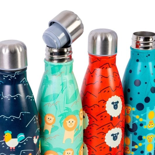 Ibili Zoo - Bottiglia termica riutilizzabile in acciaio inossidabile da 0,35 l. Rossa