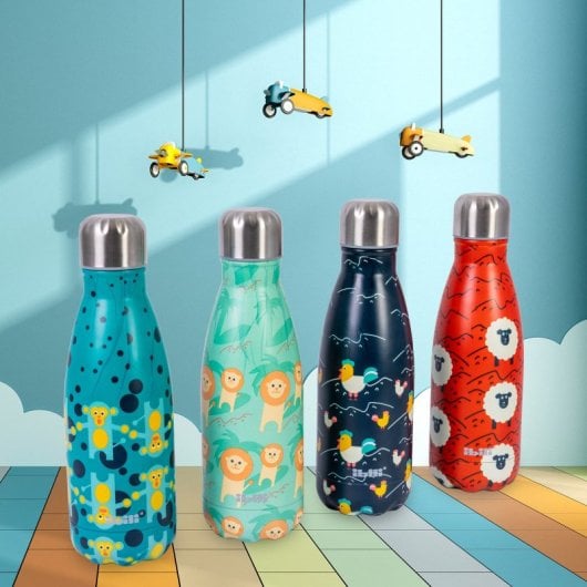 Ibili Zoo - Bottiglia termica riutilizzabile in acciaio inossidabile da 0,35 l. Rossa