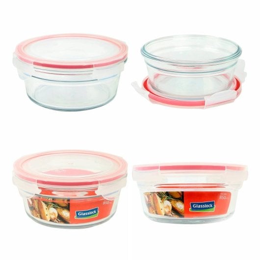 Glasslock Oven - Contenitore rotondo in vetro temperato da 0,85 l. Adatto al forno.