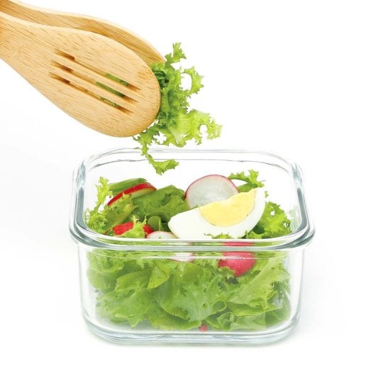 Glasslock Classic - Contenitore ermetico quadrato da 0,5 l in vetro temperato. Blu