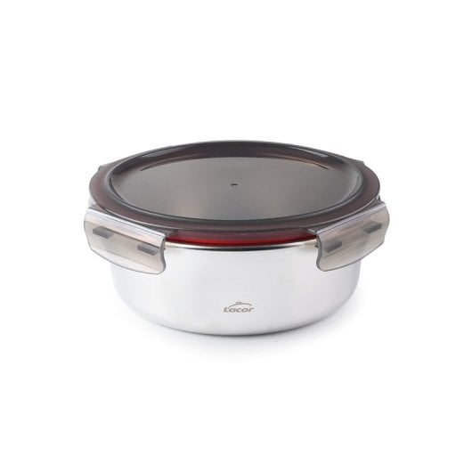 Lacor Ecoinox - Contenitore rotondo in acciaio inossidabile da 0,7 l, adatto al microonde