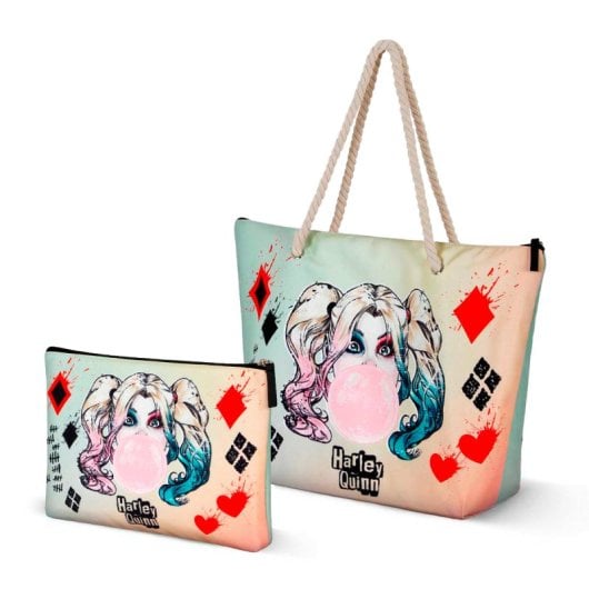 Karactermania - Borsa da spiaggia Soleil con beauty case in omaggio. Harley Quinn Mad Love