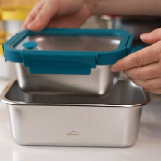 Lacor Etern - Recipiente Redondo De 1.5l En Acero Y Tapa De Cristal Apto Microondas