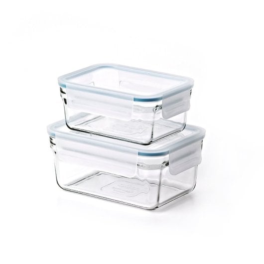 Glasslock Oven Safe - Lote De 2 Recipientes Rectangulares De 1l Y 1.8l En Vidrio Templado Aptos Horno