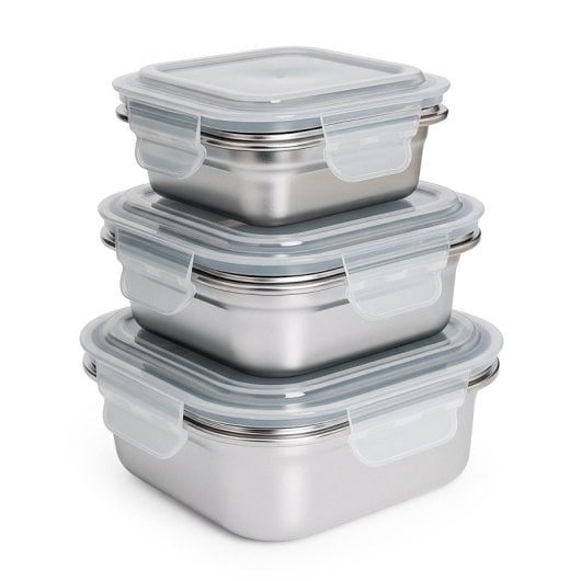 Ibili Keepklin - Recipiente Cuadrado De 0.5l En Acero Inoxidable Apto Microondas