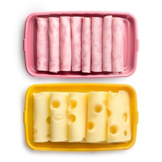 Ibili Deli - Recipiente Rectangular Apilable Con Tapa Porta Embutidos Y Alimentos. Rojo