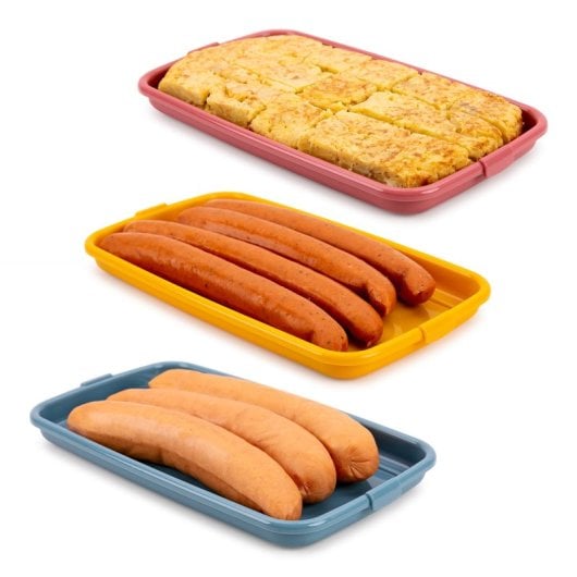 Ibili Deli - Recipiente Rectangular Apilable Con Tapa Porta Embutidos Y Alimentos. Rojo