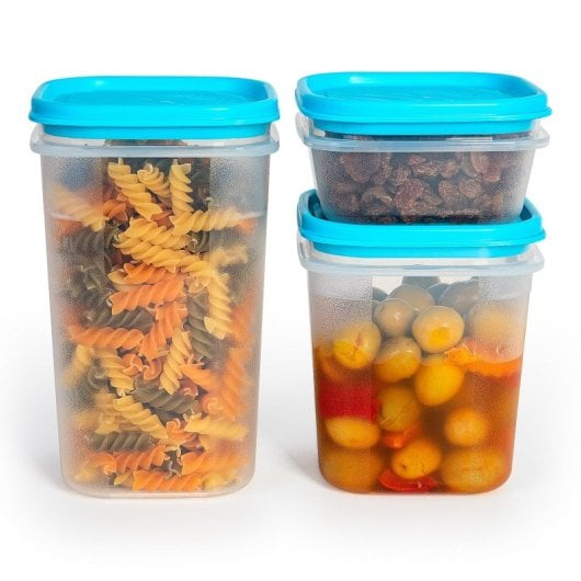 Tatay Top Flex - Set di 2 contenitori quadrati alti da 2,9 l con coperchi a scatto. Blu