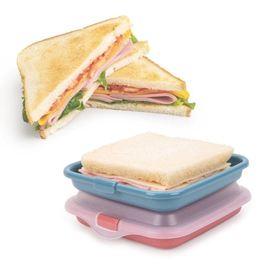 Ibili Deli - Set di 2 contenitori per alimenti per panini, salumi e formaggi. Rosso e blu